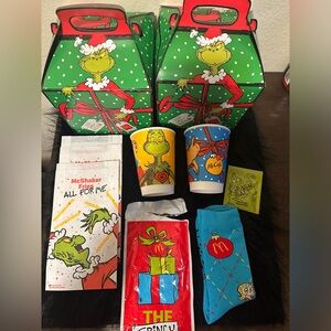 🎄🎁SEALED 2025 McDONALD'S Grinch Socks Christmas Adult Happy Meal SET🎄🎁